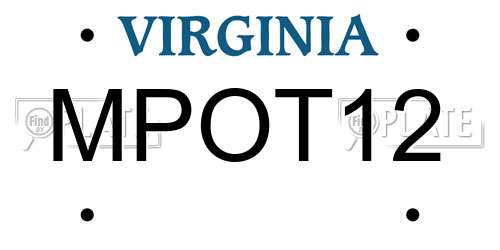 MPOT12 Virginia License Plate