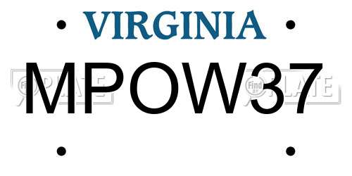 MPOW37 Virginia License Plate