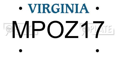 MPOZ17 Virginia License Plate
