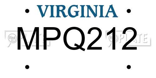 MPQ212 Virginia License Plate