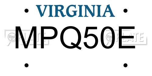 MPQ50E Virginia License Plate