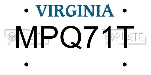 MPQ71T Virginia License Plate