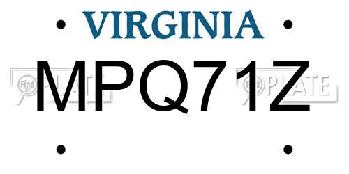 MPQ71Z Virginia License Plate