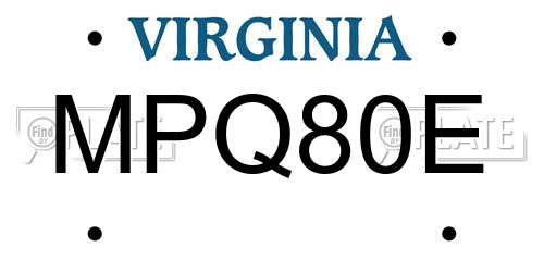 MPQ80E Virginia License Plate