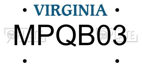 MPQB03 Virginia License Plate