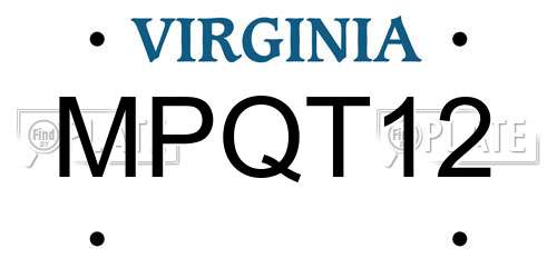 MPQT12 Virginia License Plate