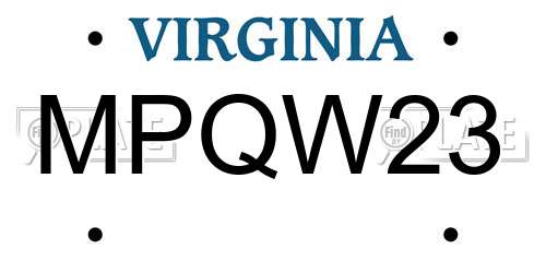 MPQW23 Virginia License Plate