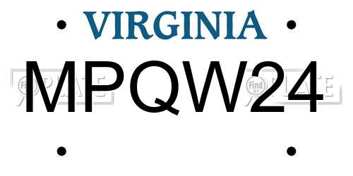 MPQW24 Virginia License Plate