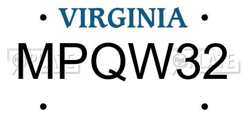 MPQW32 Virginia License Plate