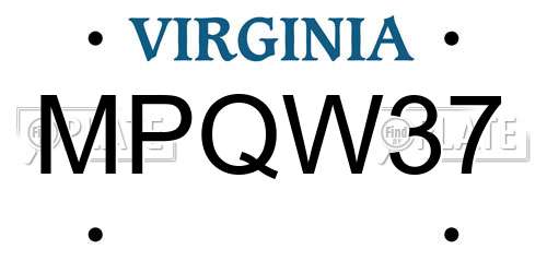 MPQW37 Virginia License Plate
