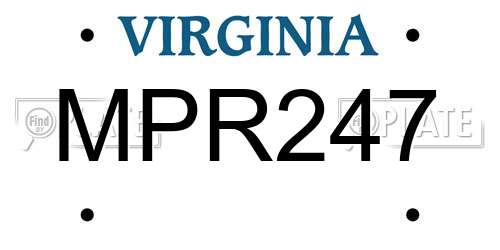 MPR247 Virginia License Plate