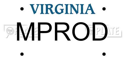 MPROD Virginia License Plate