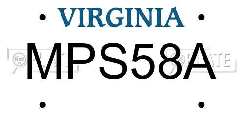 MPS58A Virginia License Plate
