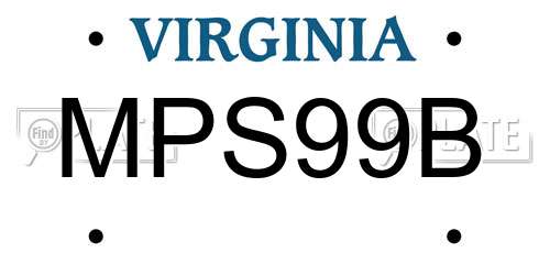 MPS99B Virginia License Plate
