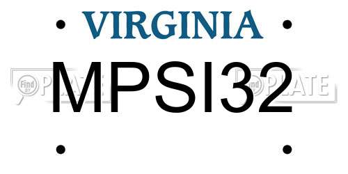 MPSI32 Virginia License Plate