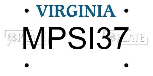 MPSI37 Virginia License Plate