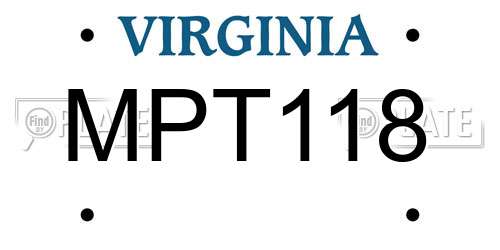 MPT118 Virginia License Plate