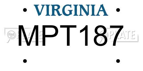 MPT187 Virginia License Plate