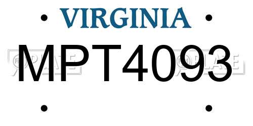 MPT4093 Virginia License Plate