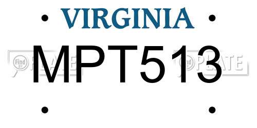 MPT513 Virginia License Plate