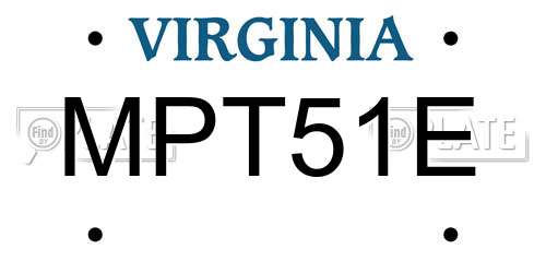 MPT51E Virginia License Plate