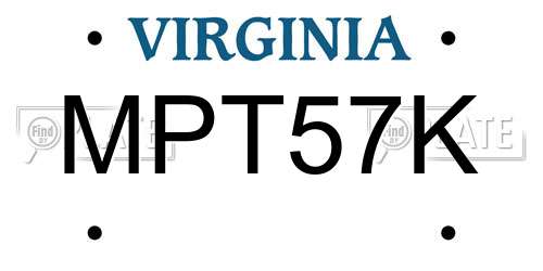 MPT57K Virginia License Plate