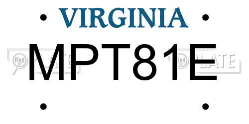 MPT81E Virginia License Plate