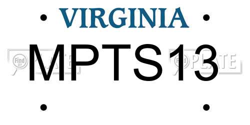 MPTS13 Virginia License Plate