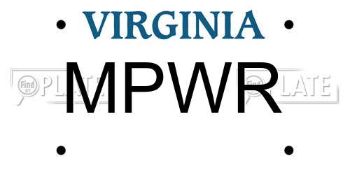 MPWR Virginia License Plate