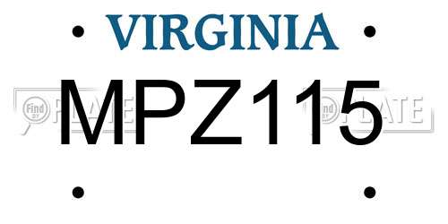 MPZ115 Virginia License Plate