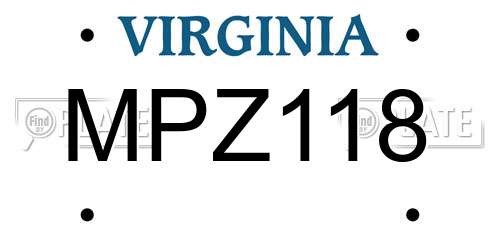 MPZ118 Virginia License Plate