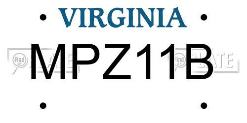 MPZ11B Virginia License Plate