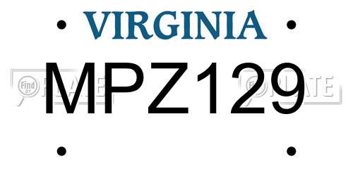 MPZ129 Virginia License Plate