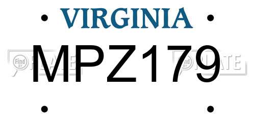 MPZ179 Virginia License Plate