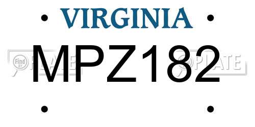 MPZ182 Virginia License Plate