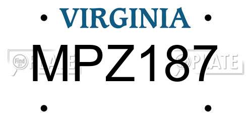 MPZ187 Virginia License Plate