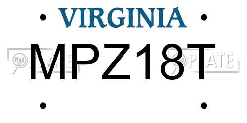 MPZ18T Virginia License Plate