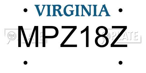 MPZ18Z Virginia License Plate