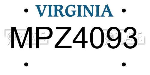MPZ4093 Virginia License Plate
