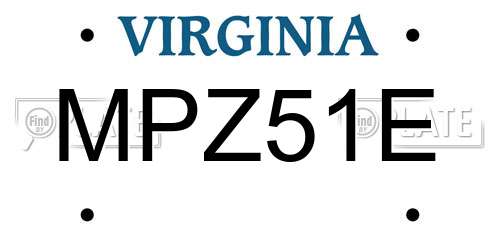 MPZ51E Virginia License Plate
