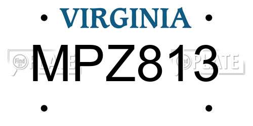 MPZ813 Virginia License Plate