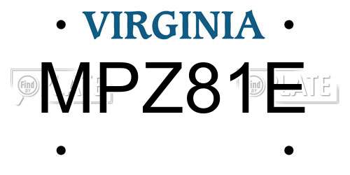 MPZ81E Virginia License Plate