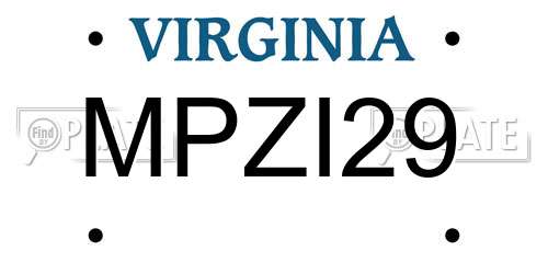 MPZI29 Virginia License Plate
