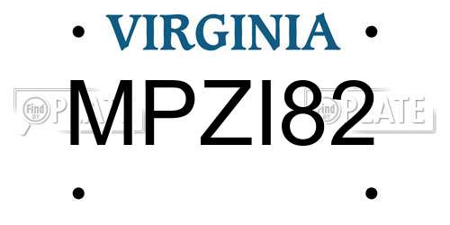 MPZI82 Virginia License Plate
