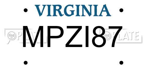 MPZI87 Virginia License Plate