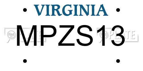 MPZS13 Virginia License Plate