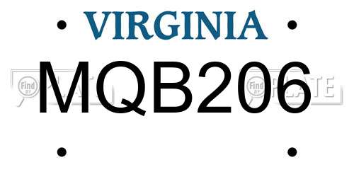 MQB206 Virginia License Plate