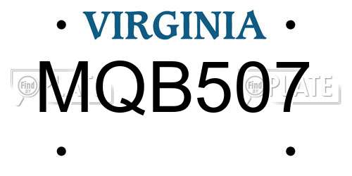 MQB507 Virginia License Plate