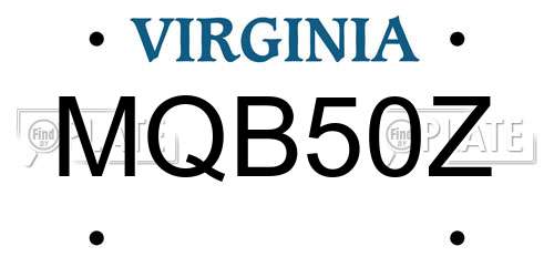 MQB50Z Virginia License Plate