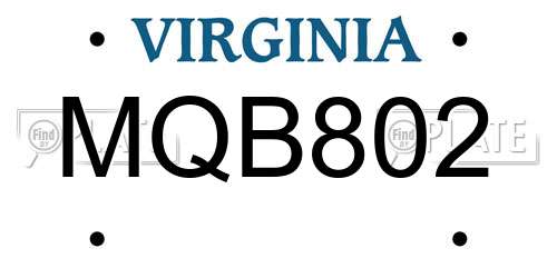MQB802 Virginia License Plate
